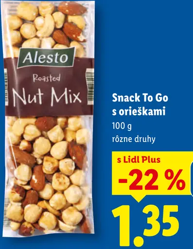 Alesto Snack To Go s orieškami rôzne druhy
