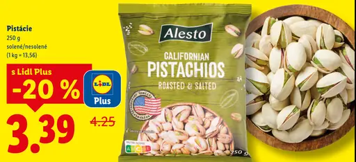 Alesto pistácie solené alebo nesolené