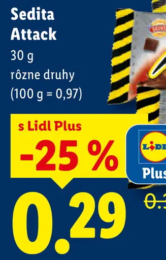 Sedita Attack čokoládová tyčinka, rôzne druhy