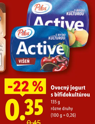 Pilos Ovocný jogurt s bifidokultúrou