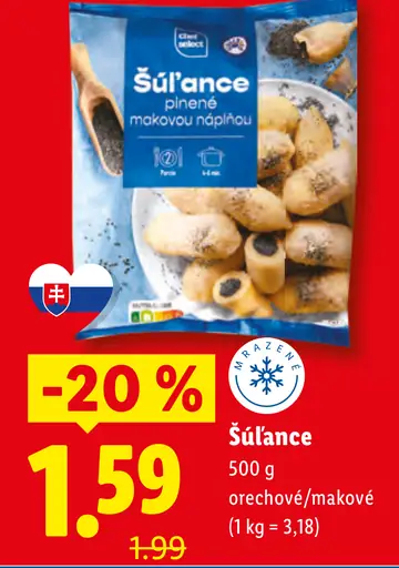 Šúľance plnené makovou náplňou mrazené