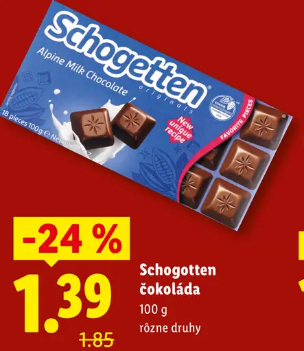 Schogetten čokoláda rôzne druhy