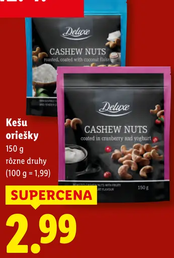 Deluxe kešu oriešky rôzne druhy
