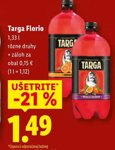 Targa Florio nealkoholický nápoj rôzne druhy