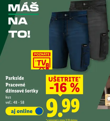 Parkside Pracovné džínsové šortky