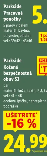 Parkside Pracovné ponožky
