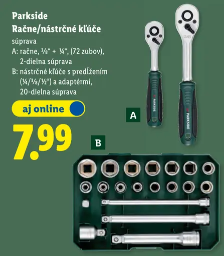 Parkside račňe a nástrčné kľúče sada A