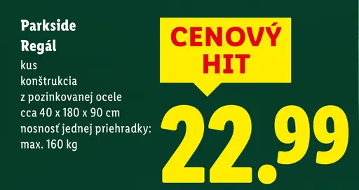 Parkside regál kovový