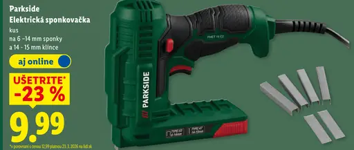 Parkside elektrická sponkovačka na sponky a klince