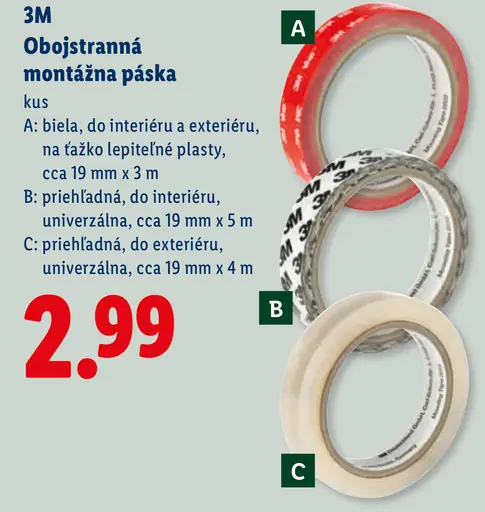 3M Obojstranná montážna páska A