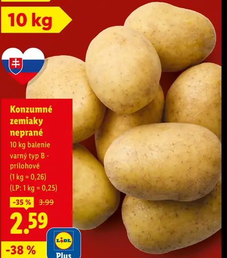 Konzumné zemiaky varný typ B - prílohové neprané