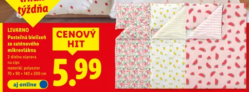 Livarno posteľná bielizeň zo saténového mikrovlákna 2-dielna súprava na zips