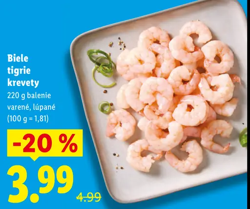 Biele tigre krevety varené