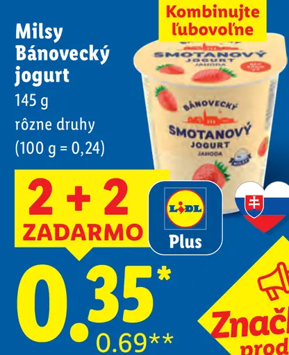 Milsy Bánovecký smotanový jogurt rôzne druhy