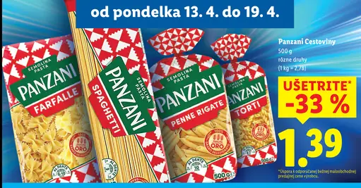 Panzani Cestoviny rôzne druhy