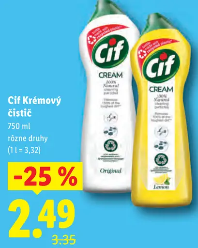 Cif krémový čistič abrazívny rôzne druhy