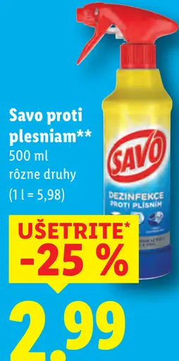 Savo proti plesniam dezinfekčný rozprašovač
