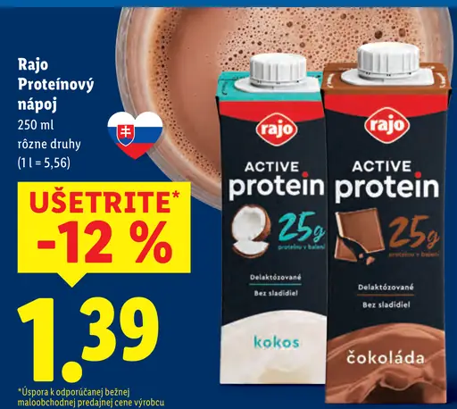 Rajo proteínový nápoj rôzne druhy