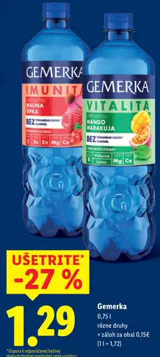 Gemerka ochutená minerálna voda Imunita Vitalita