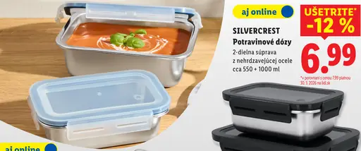 Silvercrest potravinové dózy 2-dielna súprava z nehrdzavejúcej ocele