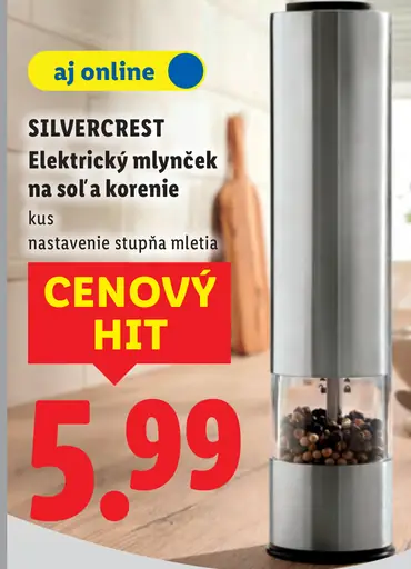 Silvercrest Elektrický mlynček na soľ a korenie