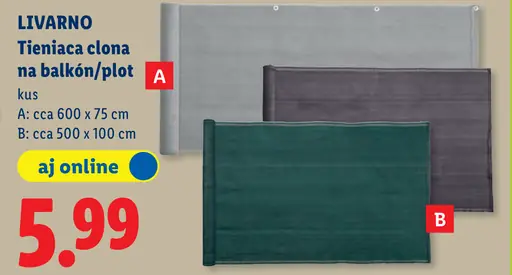 Livarno tieniaca clona na balkón/plot