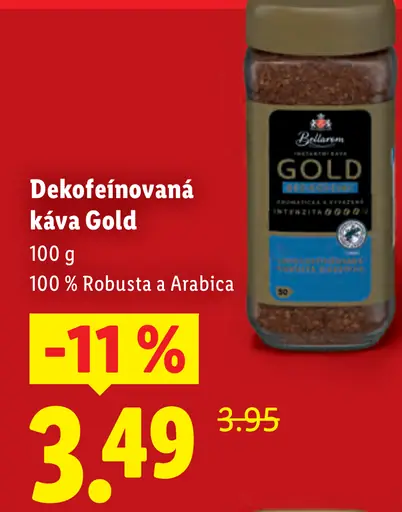 Bellarom dekofeínovaná káva Gold instantná
