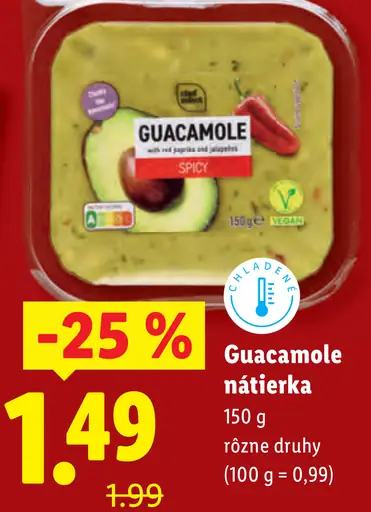 Guacamole nátierka rôzne druhy
