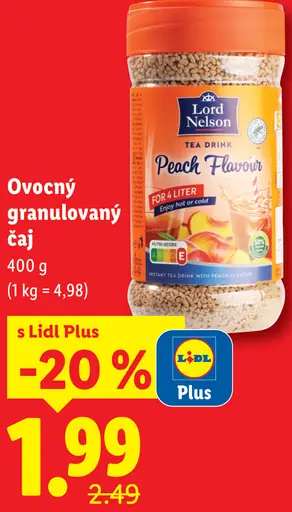 Lord Nelson ovocný granulovaný čaj Peach Flavor