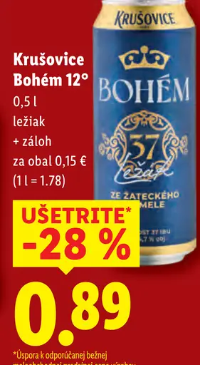 Krušovice Bohém 12° ležiak plechovka