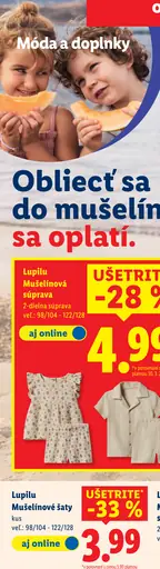 Lupilu mušelínové šaty