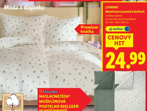Livarno mušelínová posteľná bielizeň