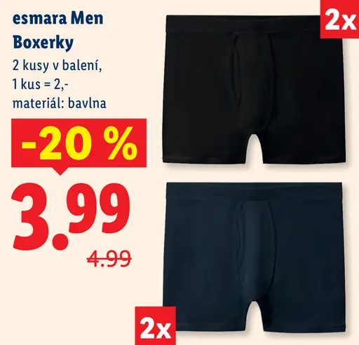 Esmara Men boxerkové trenky 2 kusy v balení