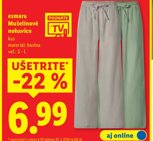 Esmara Mušelínové nohavice