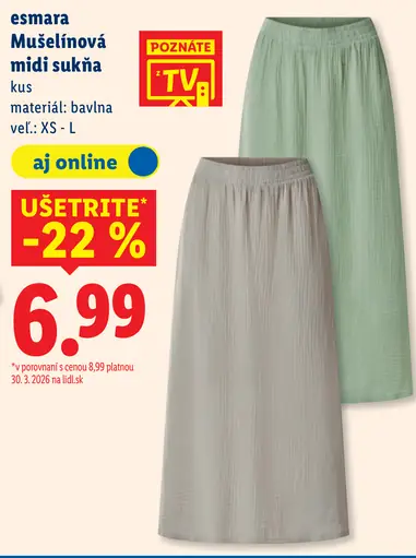 Esmara Mušelínová midi sukňa