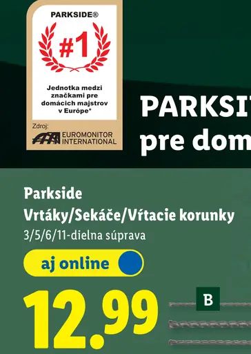 Parkside vrtáky, sekáče a vŕtacie korunky súprava 3/5/6/11-dielna