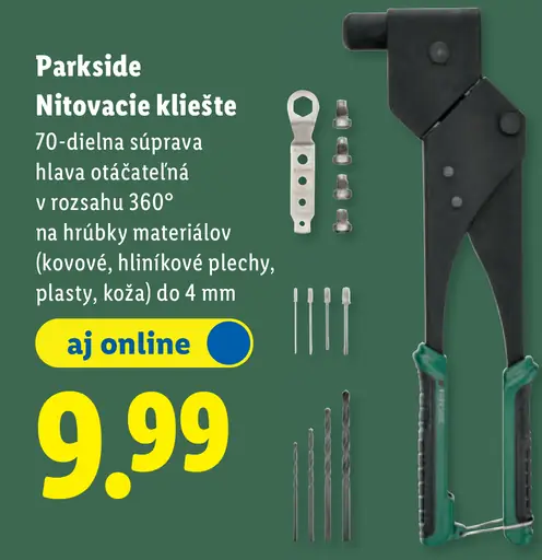 Parkside nitovacie kliešte 70-dielna súprava