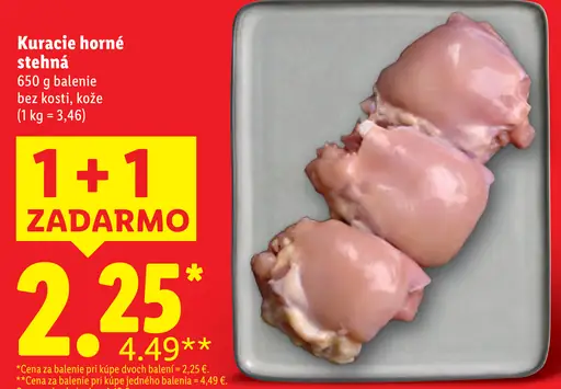 Kuracie horné stehná bez kože a kostí