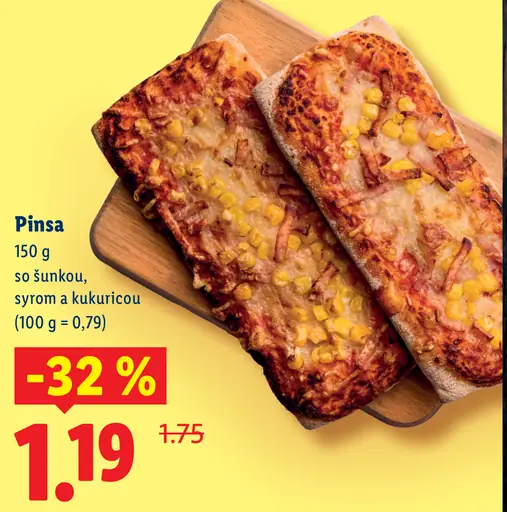 Pinsa so šunkou s kukuricou a syrom