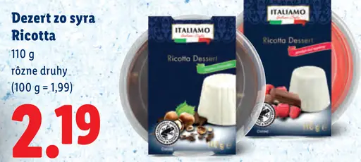 Italiamo dezert zo syra Ricotta rôzne druhy