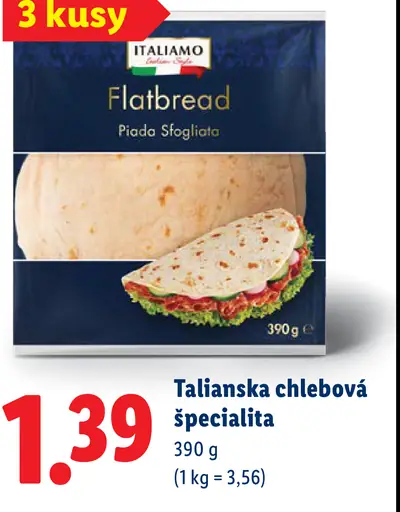 Italiamo talianska chlebová špecialita Piada Sfogliata flatbread