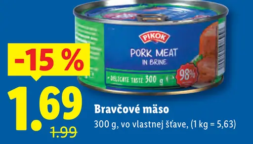 Pikok bravčové mäso vo vlastnej šťave