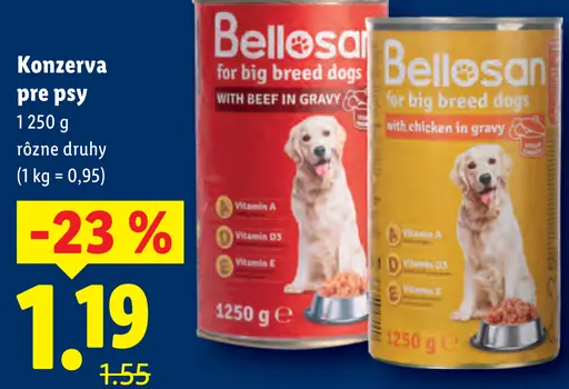 Bellosan konzerva pre psy with beef in gravy