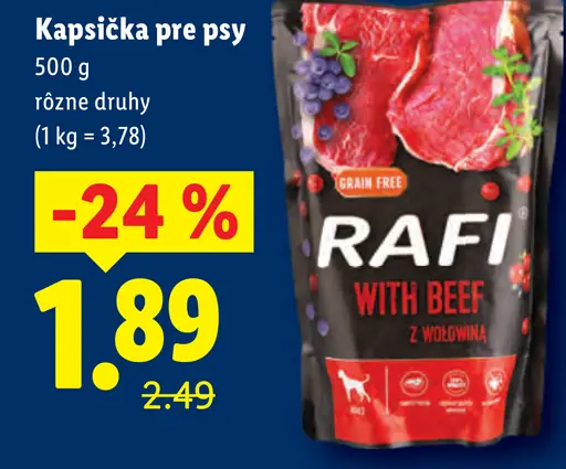 Rafi kapsička pre psy with beef