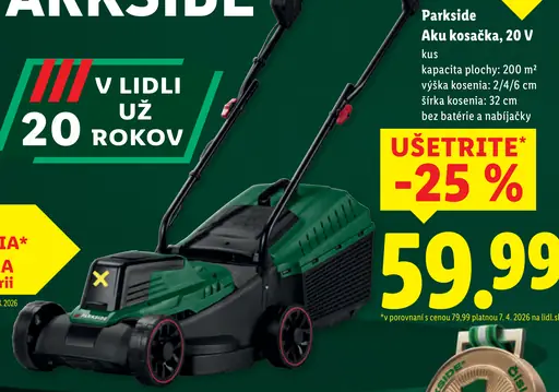 Parkside Aku kosačka 20 V