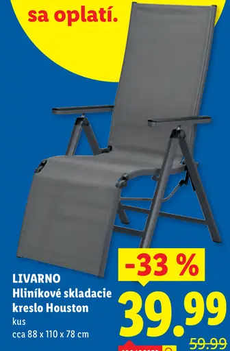 Livarno hliníkové skladacie kreslo Houston