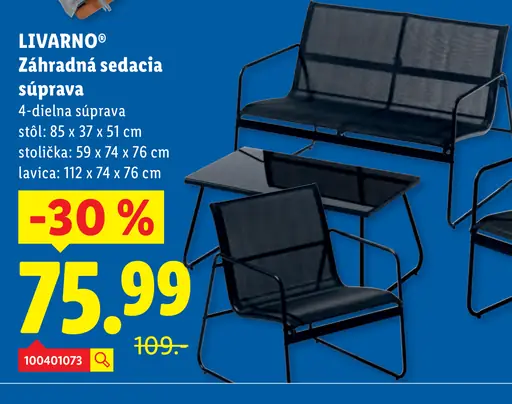 Livarno záhradná sedacia súprava 4-dielna