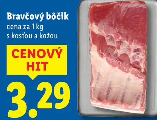 Bravčový bôčik s kožou a kosťou