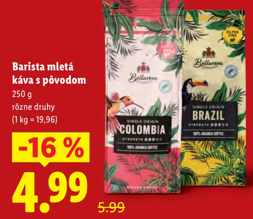 Bellarom Barista mletá káva s pôvodom Single Origin Colombia