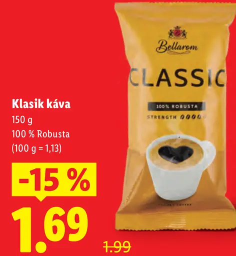 Bellarom klasik káva 100 % Robusta